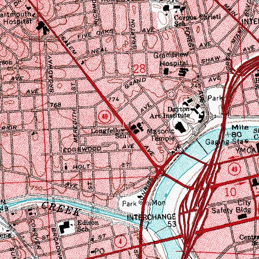 Topographic Map of Alternative Learning Center at Longfellow, OH