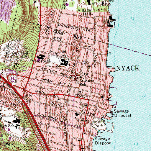 Topographic Map of Saint Ann's Roman Catholic Church, NY