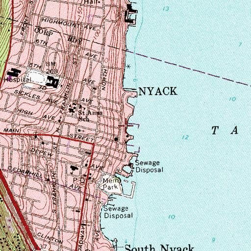 Topographic Map of Nyack Boat Club, NY