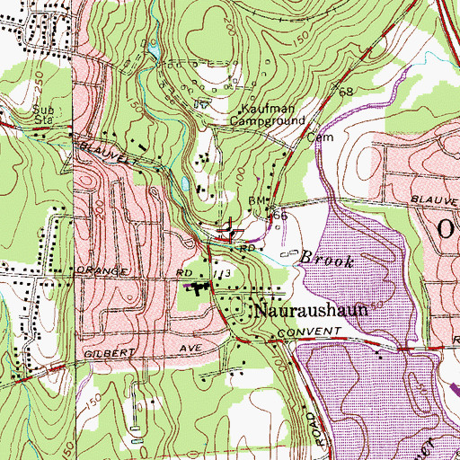 Topographic Map of Nauraushaun Presbyterian Church, NY
