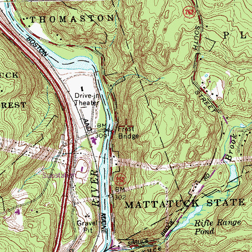 Topographic Map of Frost Bridge, CT