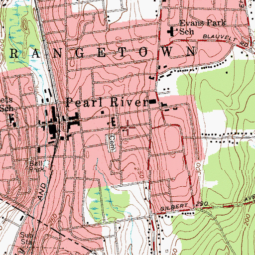Topographic Map of Pearl River United Methodist Church, NY