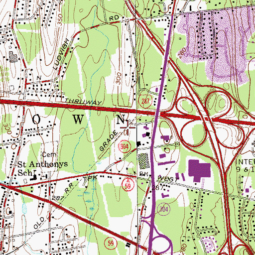 Topographic Map of Rockland Shopping Center, NY
