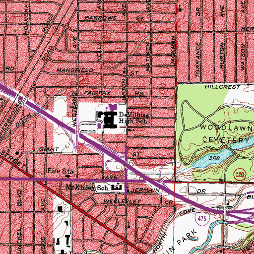Topographic Map of Thomas A DeVilbiss Academic and Technology Center, OH