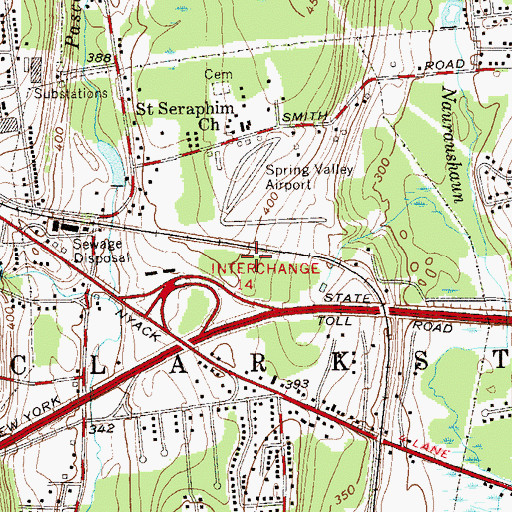 Topographic Map of Spring Valley Marketplace Shopping Center, NY