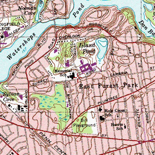 Topographic Map of Mary A Dryden Veterans Memorial School, MA