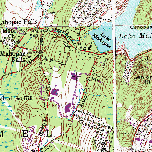 Topographic Map of Mahopac Middle School, NY