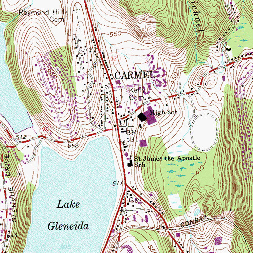 Topographic Map of Putnam County Courthouse, NY