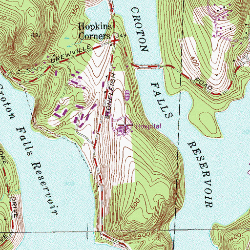 Topographic Map of Putnam Hospital Center, NY