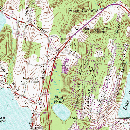Topographic Map of Mahopac Plaza Shopping Center, NY