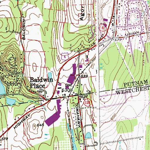 Topographic Map of Putnam Square Shopping Center, NY