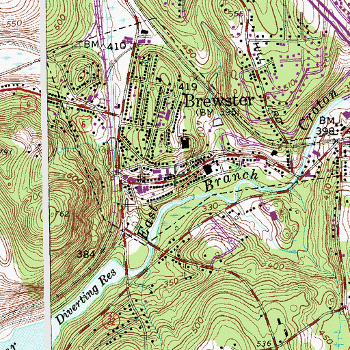 Topographic Map of Brewster Presbyterian Church, NY