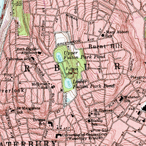 Topographic Map of Fulton Park, CT
