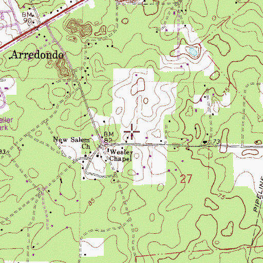 Topographic Map of Calvary Chapel, FL