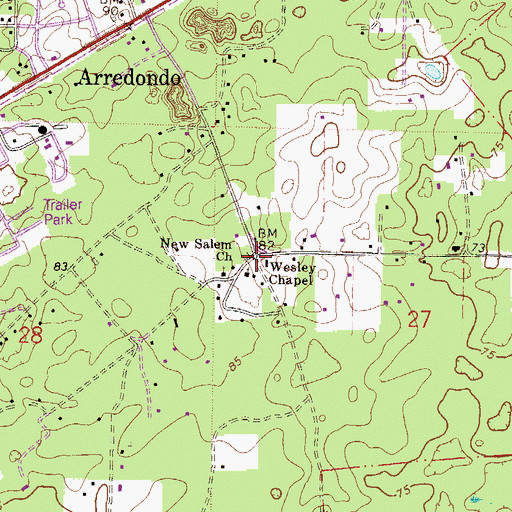 Topographic Map of Greater New Salem Missionary Baptist Church, FL