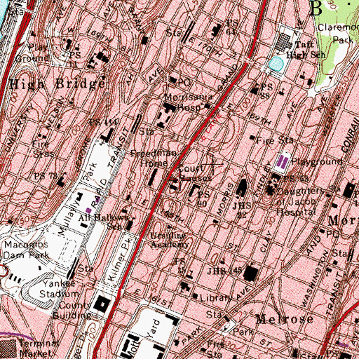 Topographic Map of Bronx Family Court, NY