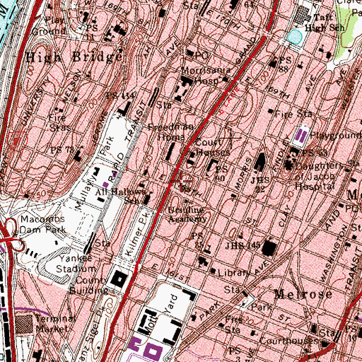 Topographic Map of Bronx Museum of the Arts, NY