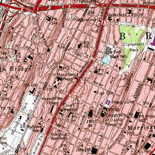 Topographic Map of Grand Concourse Seventh Day Adventist Temple, NY