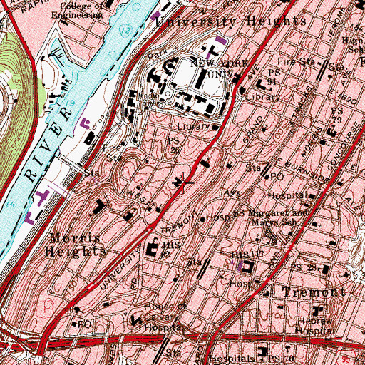 Topographic Map of Calvary Methodist Church, NY