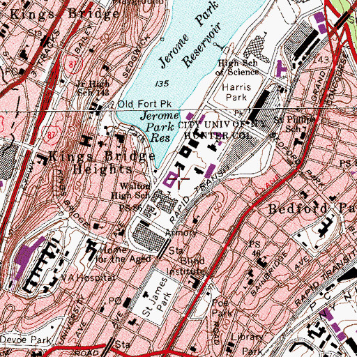 Topographic Map of Carman Hall, NY