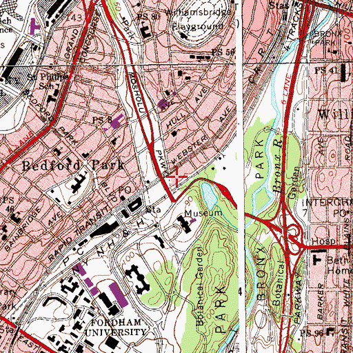 Topographic Map of New York Police Department 52nd Precinct Station, NY