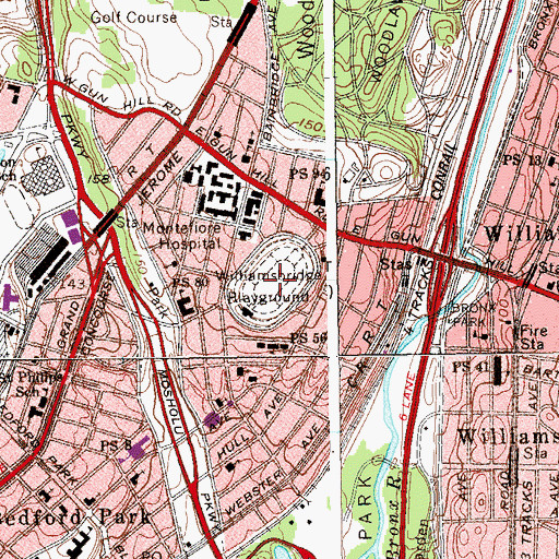 Topographic Map of Williamsbridge Reservoir, NY