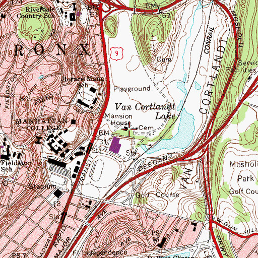 Topographic Map of Van Cortlandt Mansion Museum, NY