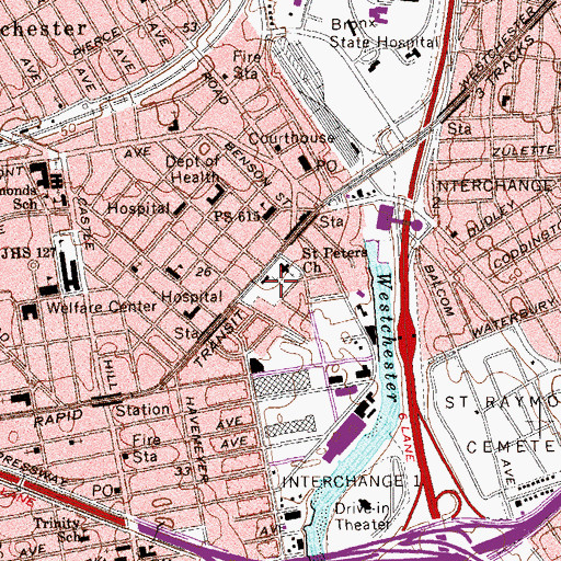 Topographic Map of Saint Peter's Cemetery, NY