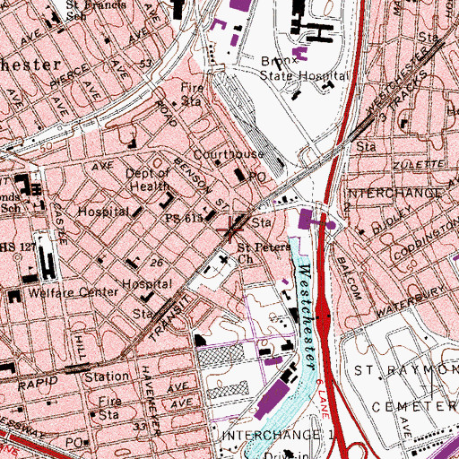 Topographic Map of Huntington Free Library and Reading Room, NY