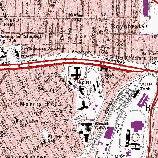Topographic Map of Rose Fitzgerald Kennedy Center For Research In Mental Retardation And Human Development, NY
