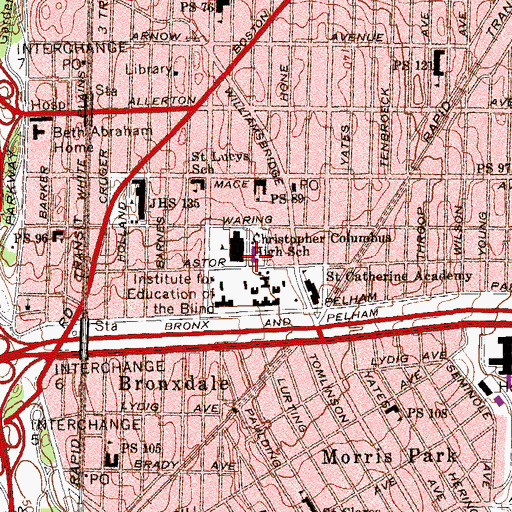 Topographic Map of Frampton Hall, NY