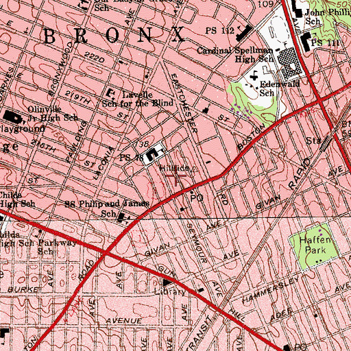 Topographic Map of Eastchester Heights, NY