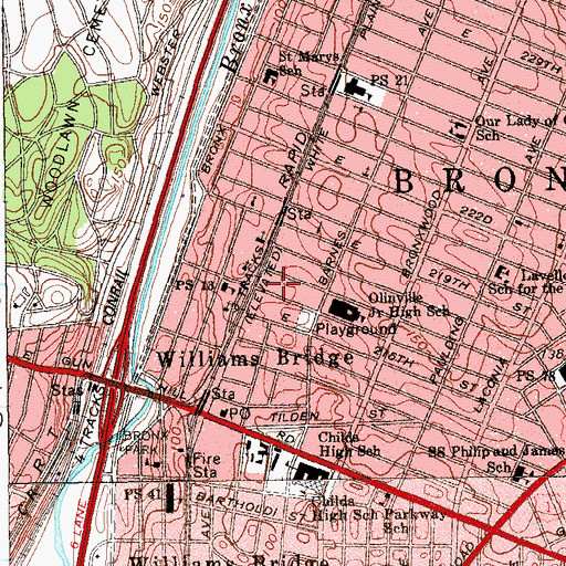 Topographic Map of Regent School, NY