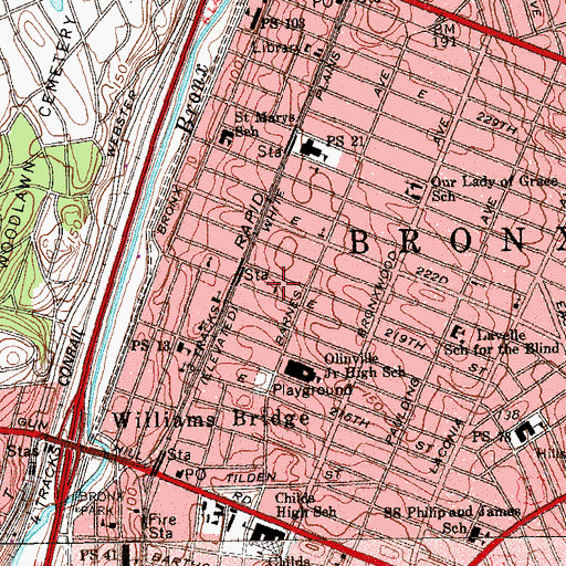 Topographic Map of Saint Peter's Evangelical Lutheran Church, NY