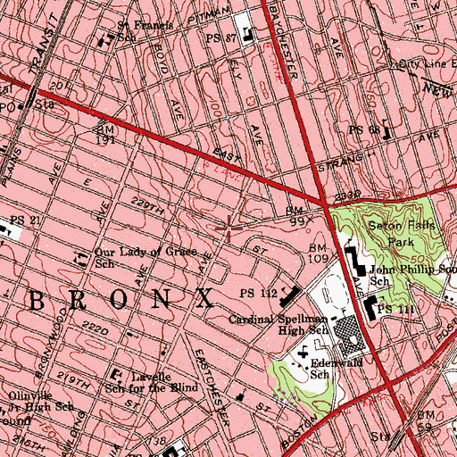 Topographic Map of Fortyseventh Precinct Police Station, NY