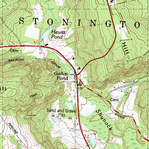 Topographic Map of Gallup Pond, CT