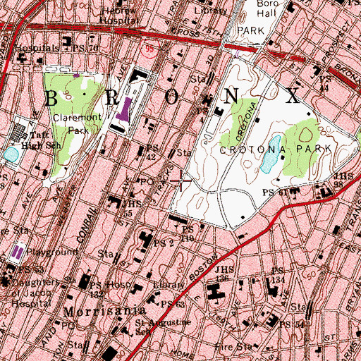 Topographic Map of Fulton Community Correctional Facility, NY