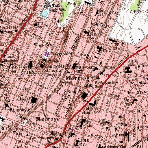 Topographic Map of Morrisania Community Church, NY