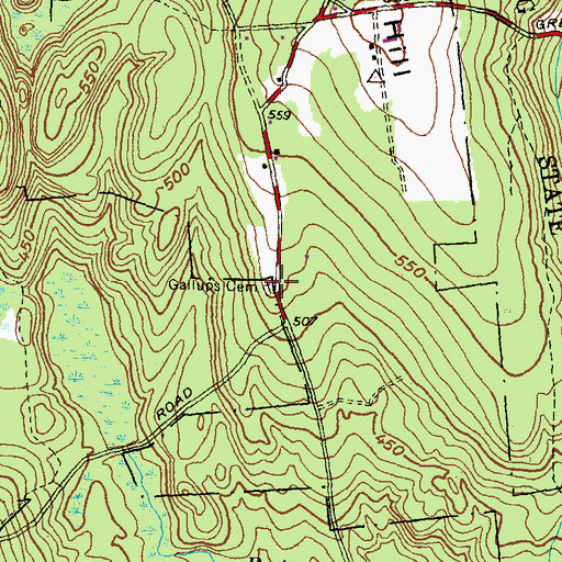 Topographic Map of Gallups Cemetery, CT