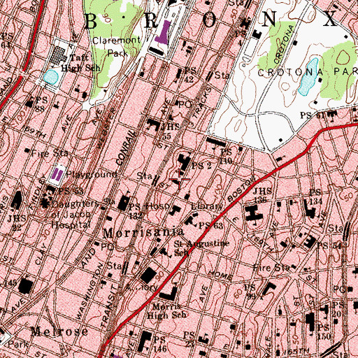 Topographic Map of Morrisania Health Station, NY