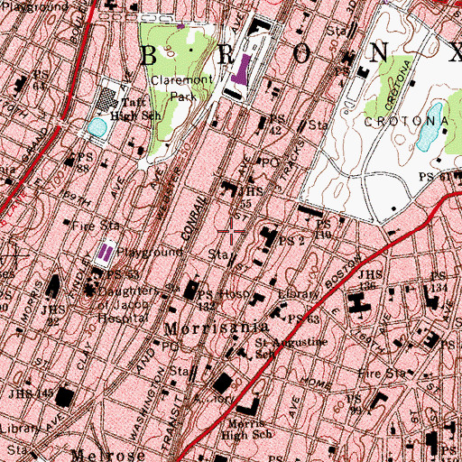 Topographic Map of Gouverneur Morris Houses, NY