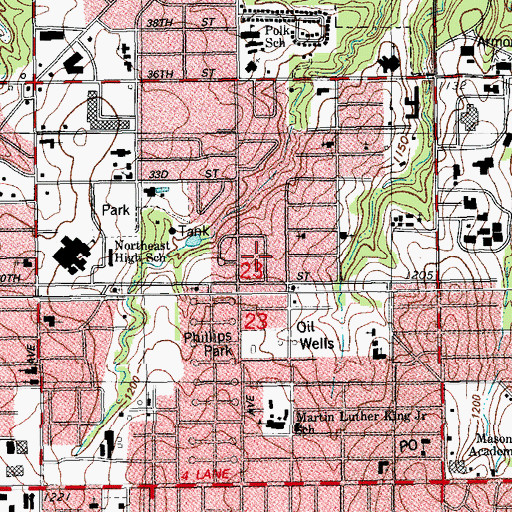Topographic Map of Thelma R Parks Elementary School, OK