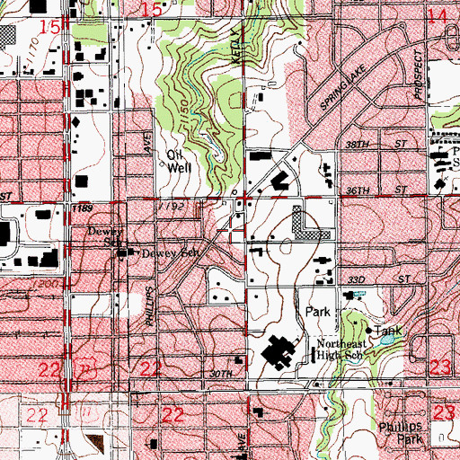 Topographic Map of Marcus Garvey Leadership Charter School, OK