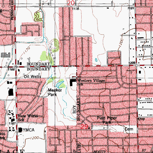 Topographic Map of Western Village Charter School, OK