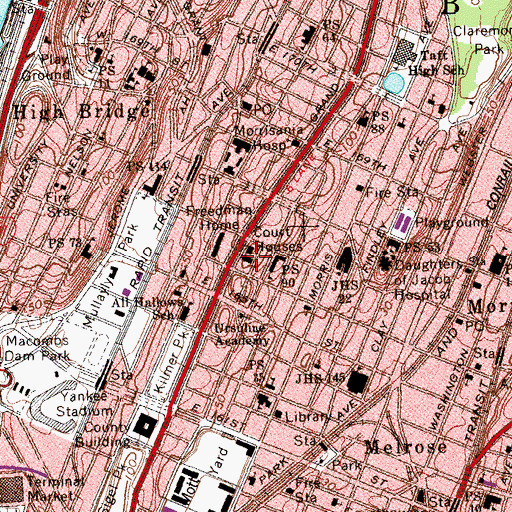 Topographic Map of Domestic Relations Court, NY