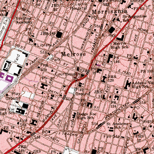 Topographic Map of Fortysecond Precinct Police Station, NY