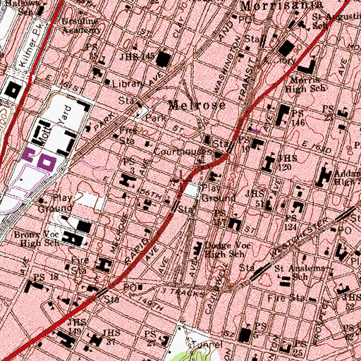 Topographic Map of Elton Avenue Methodist Church, NY