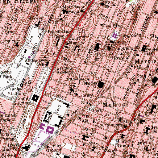 Topographic Map of Intermediate School 166, NY