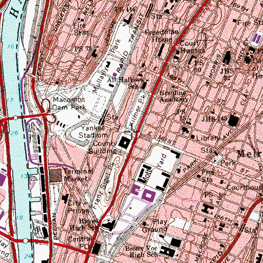 Topographic Map of Lou Gehrig Plaza, NY