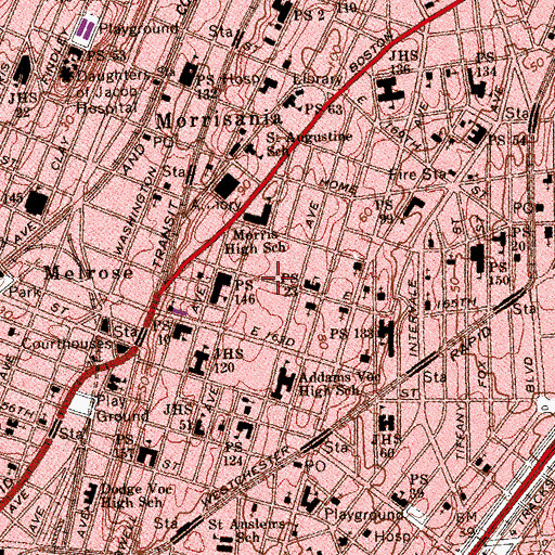 Topographic Map of Forest Houses, NY